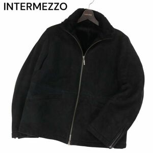 INTERMEZZO インターメッツォ レナウン 秋冬 裏ボア★ リアル ムートン レザー ジャケット ブルゾン Sz.L　メンズ 黒　I3T01819_A#N