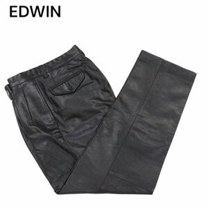 EDWIN エドウィン 42901-01 秋冬 牛革★ レギュラーフィット リアル カウ レザー パンツ Sz.31　メンズ 黒　I3B00768_B#Q