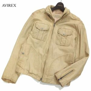 AVIREX アヴィレックス 山羊革★ リアル ゴートスキン レザー シングル ライダース ジャケット Sz.L　メンズ　I3T01926_B#N