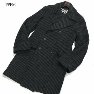 90s★ PPFM ペイトンプレイス フォーメン 秋冬 ダブル釦★ ストライプ ウール コート Sz.F　メンズ ビンテージ 古着　I3T01920_B#N