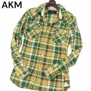 AKM × FIVE BROTHER エイケイエム × ファイブブラザー 秋冬★ 長袖 ウエスタン ヘビー チェック ネル シャツ Sz.M　メンズ　I3T01975_B#B