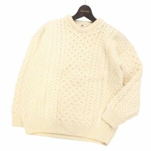 アイルランド製★ Carraigdonn キャレイグドン 秋冬 ウール100%★ フィッシャーマン ニット セーター Sz.S　メンズ　I3T02111_B#K