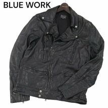 BLUE WORK ブルーワーク トゥモローランド 羊革★ ラム レザー ダブル ライダース ジャケット Sz.M　メンズ 黒 定価8.6万★　I3T02095_B#N_画像1