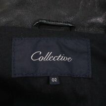 Collective コレクティブ メンズビギ 秋冬 羊革★ ラム レザー シングル ライダース ジャケット Sz.2　メンズ 黒　I3T02146_B#N_画像5