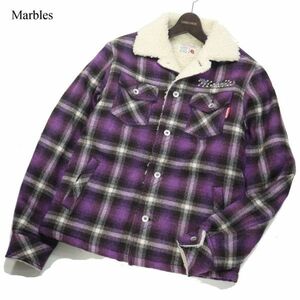 Marbles マーブルズ 秋冬 スタッズ★ チェック柄 裏ボア ウール ランチ ジャケット Sz.M　メンズ 日本製　I3T02058_B#N