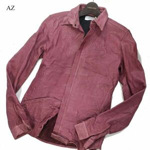 AZ by junhashimoto エーゼイ バイ ジュンハシモト 秋冬 牛革★ 長袖 リアル カウレザー スリム シャツ Sz.S　メンズ　I3T02054_B#B