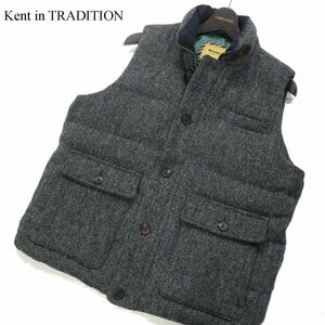 Kent in TRADITION ケント GOLD ゴールド × ハリスツイード★ 秋冬 ウール ツイード ダウン ベスト Sz.L　メンズ　I3T02071_B#N