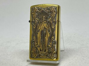 送料無料 ZIPPO[ジッポー]スリム両面加工 アラベスクマリア 真鍮いぶし