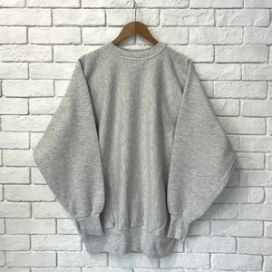 目無し!!美品90’s刺繍タグ XXLチャンピオンChampionリバースウィーブ ビンテージ カレッジ スウェットREVERSE WEAVE古着 グレー