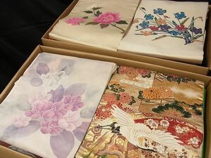 平和屋-こころ店■名古屋帯 まとめて100点 鶴 花柄 アンティーク 型染め 金銀糸 など 着用可能多数 未使用品あり 全て正絹 hi914