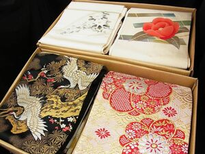 平和屋-こころ店■名古屋帯 まとめて100点 鶴 花柄 手描き 金銀糸 など 着用可能多数 未使用品あり 全て正絹 hi922