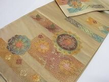 平和屋-こころ店■中国三大刺繍　スワトウ刺繍　汕頭刺繍　袋帯　飾花文　金彩　引箔　正絹　逸品　A-ck5652_画像8