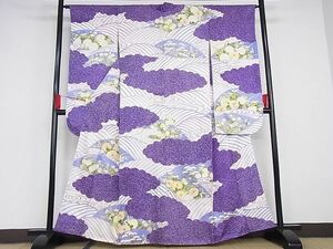 平和屋-こころ店■豪華振袖　駒刺繍　流水花文　菊　たたき染め　金彩　着丈160cm　裄丈64cm　正絹　逸品　B-jd3630