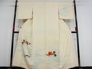 平和屋-こころ店■訪問着　立波鴛鴦文　着丈156.5cm　裄丈65cm　正絹　逸品　A-ex6155