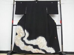 平和屋-こころ店■豪華黒留袖　作家物　草花文　暈し染め　着丈151cm　裄丈63cm　正絹　逸品　A-cs5487