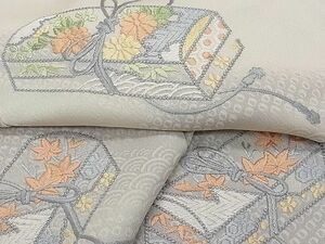 平和屋1■訪問着　刺繍　立波文箱花文　暈し染め　逸品　ua5283