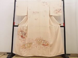 平和屋野田店■訪問着　刺繍　牡丹花鳥文　金糸　逸品　n-hj6704