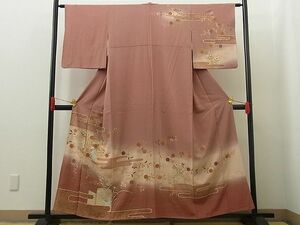 平和屋野田店■訪問着　エ霞草花屏風文　暈し染め　金彩　逸品　n-op0390