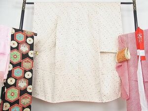 平和屋2■七五三　女の子　7歳　祝着・長襦袢・袋帯・帯揚げ・しごき・バッグセット　斜線花文　檜扇　金糸　逸品　wb7308