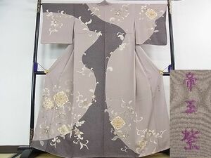 平和屋2■極上　京の名門　じゅらく謹製　帝王紫　訪問着　駒刺繍　花唐草菱文　金彩　逸品　3kh1425