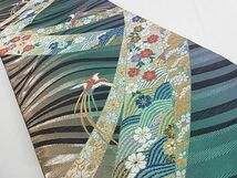 平和屋2■両面六通柄袋帯　辻が花　花鳥文　未奈　金銀糸　逸品　未使用　ic8543_画像3