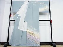 平和屋-こころ店■訪問着　草花文　暈し染　着丈169cm　裄丈69cm　正絹　逸品　B-oa7082_画像2