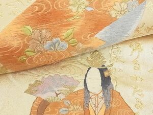 平和屋-こころ店■袋帯　刺繍　女人文　金糸　正絹　逸品　B-cy6484