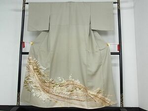 平和屋-こころ店■豪華色留袖　駒刺繍　束ね熨斗飛鶴梅松文　着丈149cm　裄丈63cm　正絹　逸品　A-cs5867