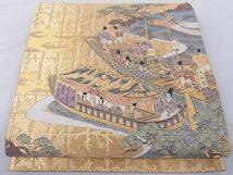 平和屋-こころ店■太鼓柄袋帯　都祭礼図　本金二重箔　正絹　逸品　A-az6249_画像2