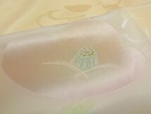 平和屋-こころ店■長襦袢　袷　椿地紋　半衿刺繍　暈し染　金彩　正絹　逸品　1B-wt067_画像6