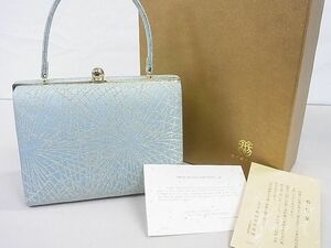 平和屋2■龍村美術織物　和装小物　和装バッグ　敷松葉　金糸　箱付き　逸品　未使用　aaa4921