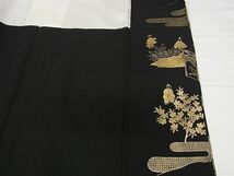 平和屋-こころ店■豪華黒留袖　作家物　人物風景文　金銀彩　着丈160.5cm　裄丈65cm　正絹　逸品　A-ja4585_画像9