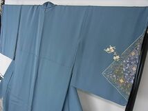 平和屋2■訪問着　総刺繍　正倉院花唐草文　暈し染め　金銀糸　逸品　未使用　1ps1193_画像4