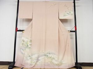 平和屋-こころ店■訪問着　作家物　彩弘　手描き　枝花文　暈し染め　着丈165.5cm　裄丈67cm　正絹　逸品　未使用　B-ph8175