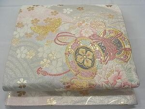 平和屋1■六通柄袋帯　唐織　鼓花蝶文　金銀糸　逸品　1yc0871