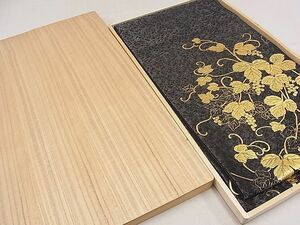 平和屋1■太鼓柄袋帯　葡萄蔦の葉文　本金箔　木箱付き　逸品　hy9516