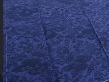 平和屋野田店■上質な小紋　藍　型染め　雲取り菊牡丹花文　逸品　未使用　n-mz7494_画像4