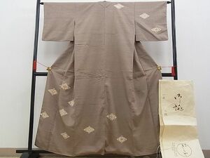 平和屋野田店■銀座きしや　訪問着　紬地　駒刺繍　花菱唐草文　金彩　畳紙付き　逸品　n-zb0399