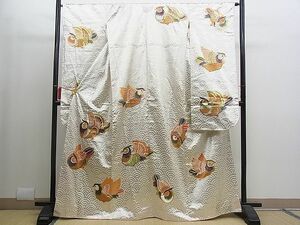 平和屋野田店■豪華振袖　刺繍　鴛鴦青海波文　金銀彩　逸品　n-gh4186