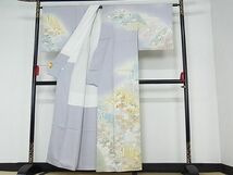 平和屋-こころ店■訪問着 駒刺繍 松竹梅吉祥草花文 暈し染め 金糸 金彩 鈴乃屋扱い 着丈150.5cm 裄丈64.5cm 正絹 逸品 A-cs6003_画像2