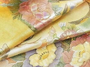 平和屋-こころ店■太鼓柄袋帯　螺鈿　花絵巻文　金彩　引箔　正絹　逸品　B-fw807