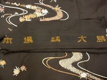 平和屋-こころ店■本場縞大島紬 染大島 訪問着 蘇州刺繍 久野織物謹製 松坂屋扱い 証紙付き 着丈161.5cm 裄丈62.5cm 正絹 逸品 A-ta6497_画像8