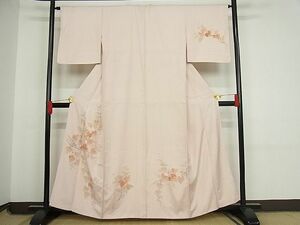 平和屋-こころ店■訪問着　手描き　枝花文　着丈159cm　裄丈64cm　正絹　逸品　1B-np189