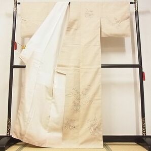 平和屋-こころ店■訪問着 紬地 草花文 着丈164cm 裄丈65.5cm 正絹 逸品 A-ta7041の画像2