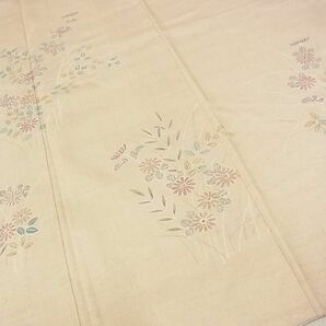 平和屋-こころ店■訪問着 紬地 草花文 着丈164cm 裄丈65.5cm 正絹 逸品 A-ta7041の画像5