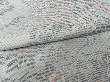 平和屋-こころ店■上質な紬　流水草花文　着丈149cm　裄丈63cm　正絹　逸品　A-cs6166_画像4