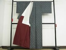 平和屋-こころ店■上質な紬　花亀甲文　着丈155cm　裄丈64cm　正絹　逸品　1B-np288_画像2