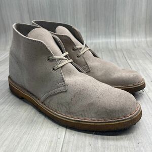 A-27 Clarks クラークス　チャッカ ブーツ スエード ブーツ　カジュアルブーツ　グレー　メンズ　26cm