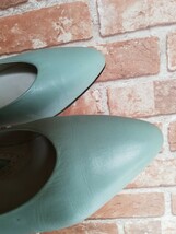 エレガンス Paris レディース パンプス 36EEE シューズ 革 靴 約 23cm レザー　グリーン　水色　幅広_画像2