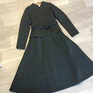 YM/950 AMERI アメリ CARDBOARD FLARE DRESS COAT ノーカラー ロングコート ブラック Mサイズ